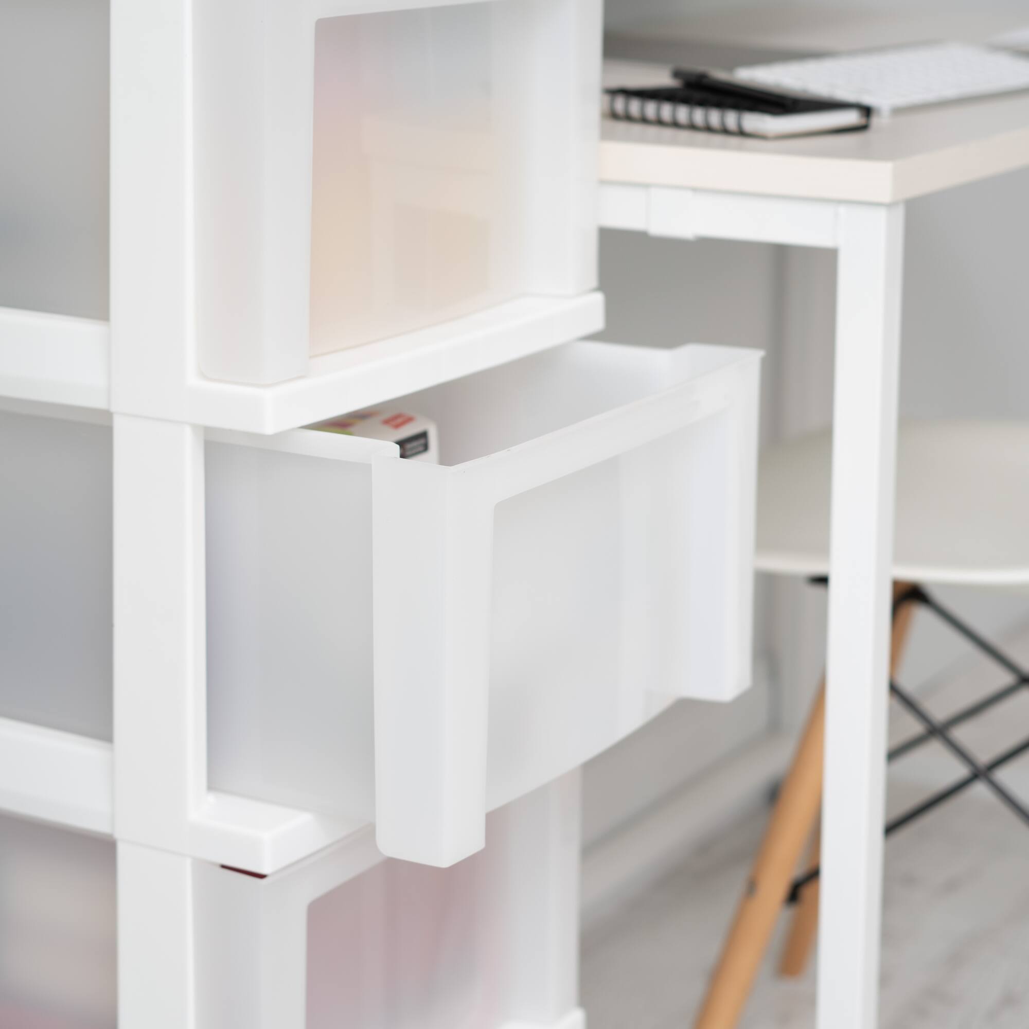 IRIS White 4-Drawer Medium Cart With Organizer Top